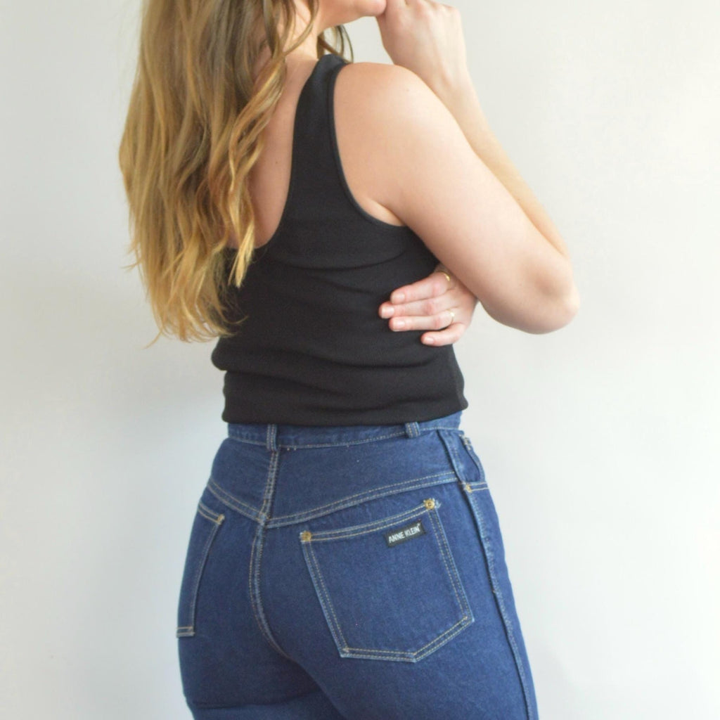 27 x 32.5 high rise dark wash straight wide leg vintage anne klein denim