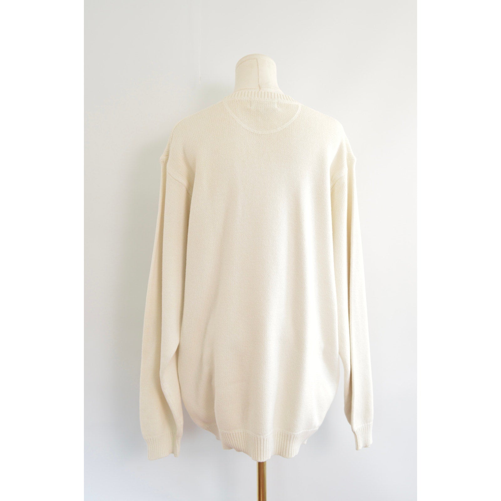 classic off white crew neck vintage eddie bauer cotton sweater