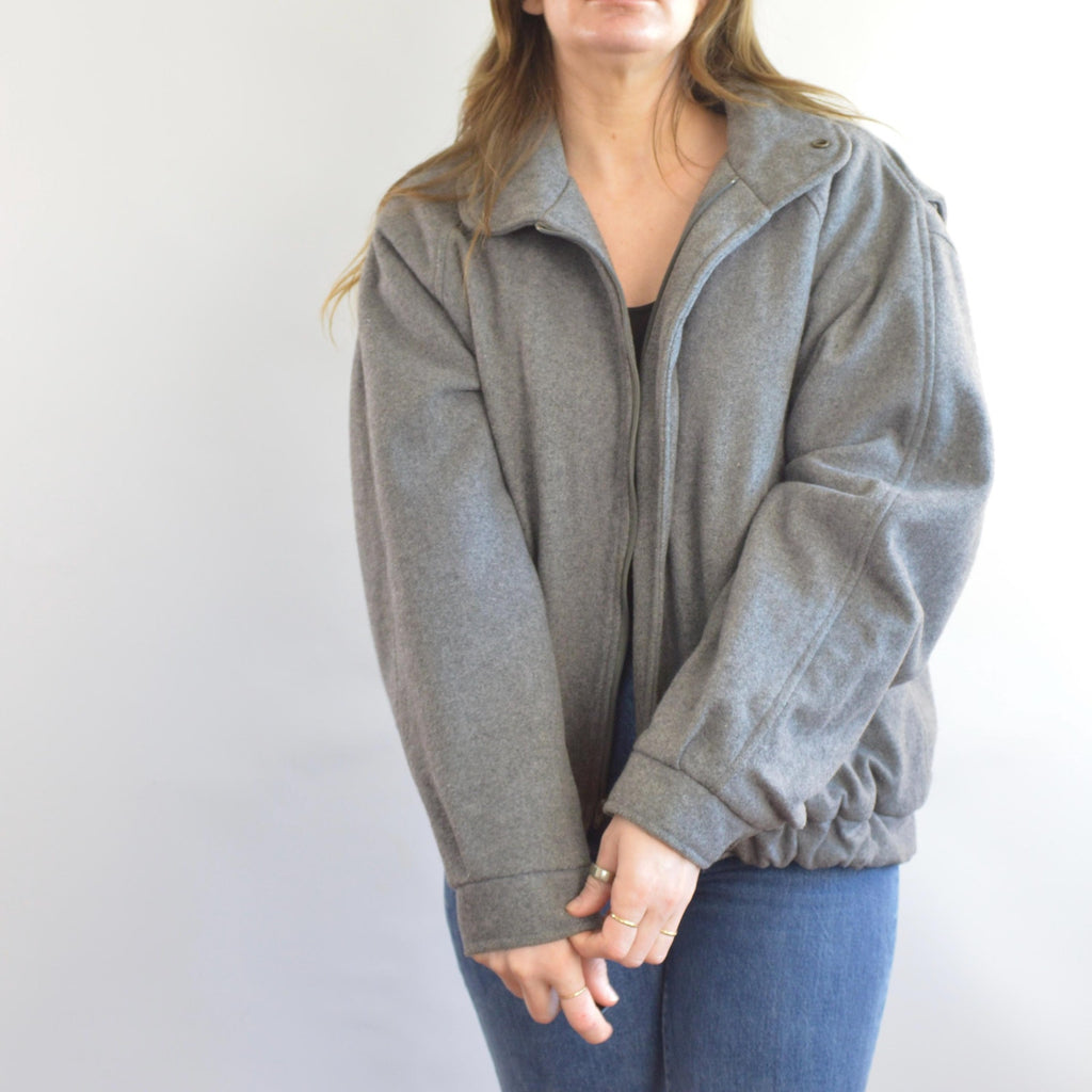gray wool vintage member’s only bomber jacket