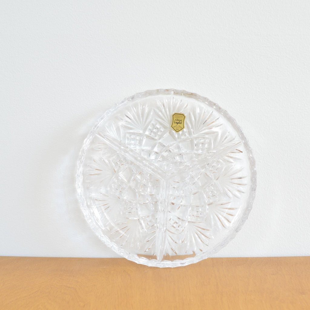 three sectioned genuine crystal tray
