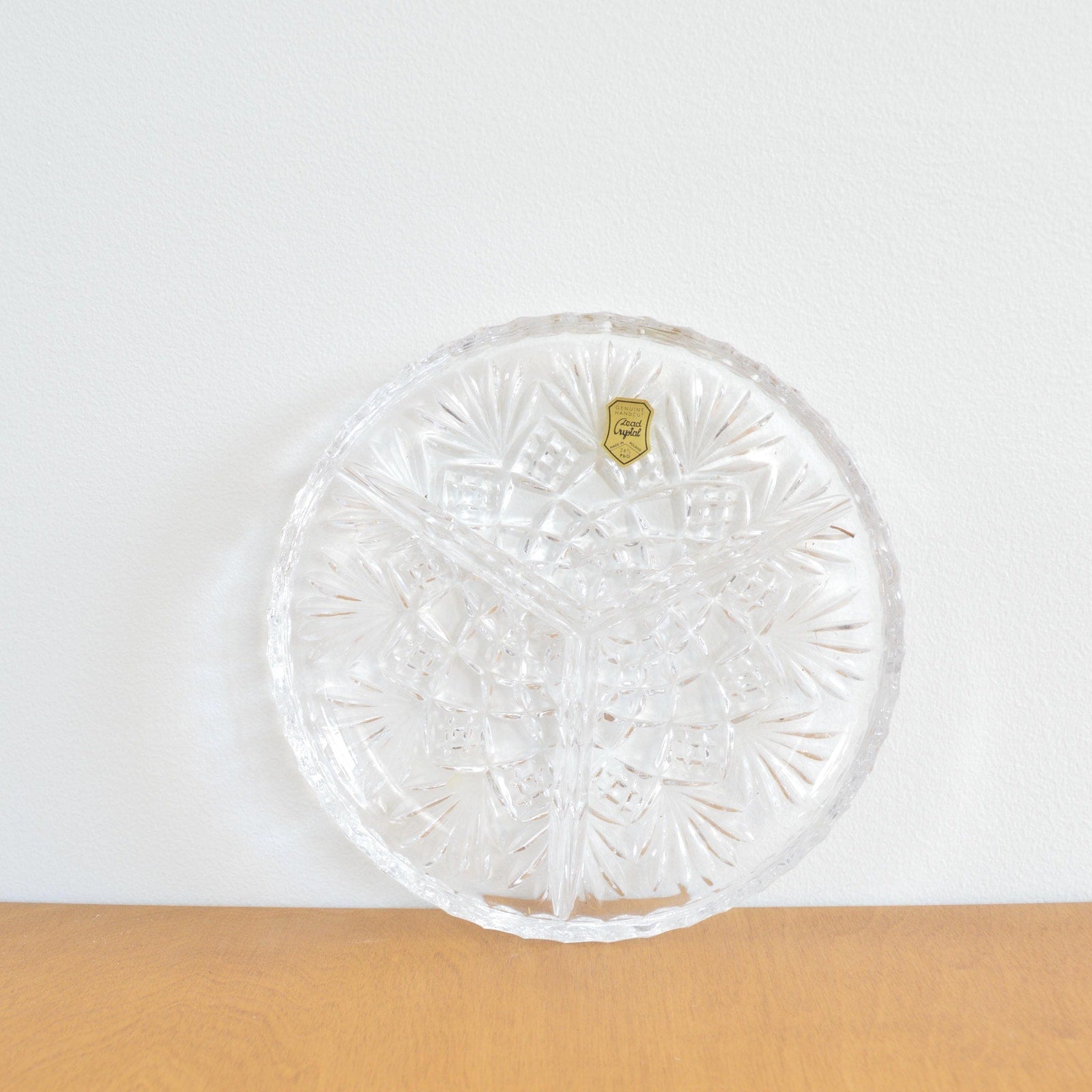three sectioned genuine crystal tray