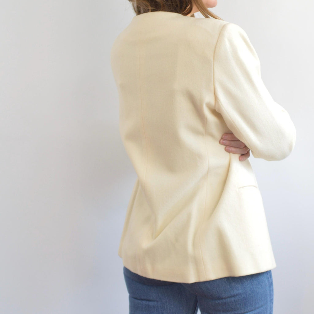 pure wool cream single button blazer