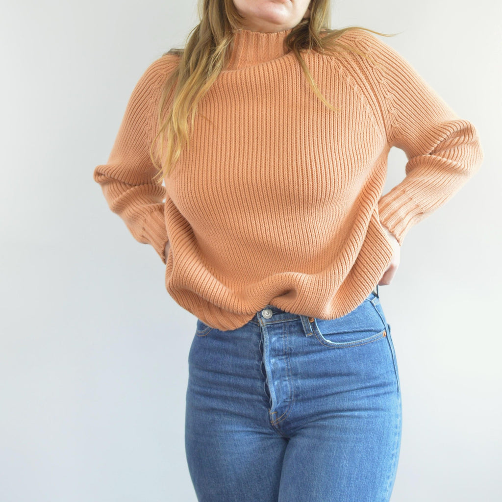 thick cotton peachy vintage orvis turtleneck sweater