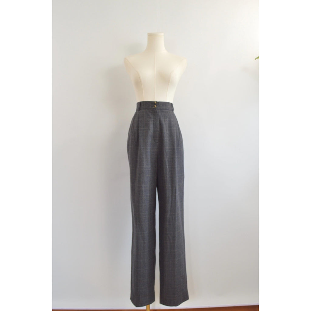 dark gray pure wool vintage andrea vicarro straight leg high waisted pants