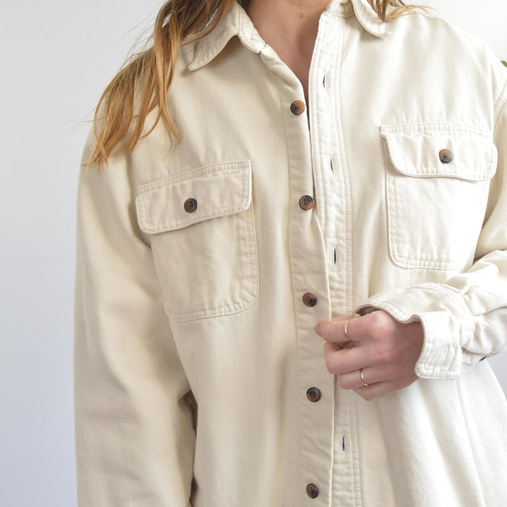fleece lined cream cotton chore coat