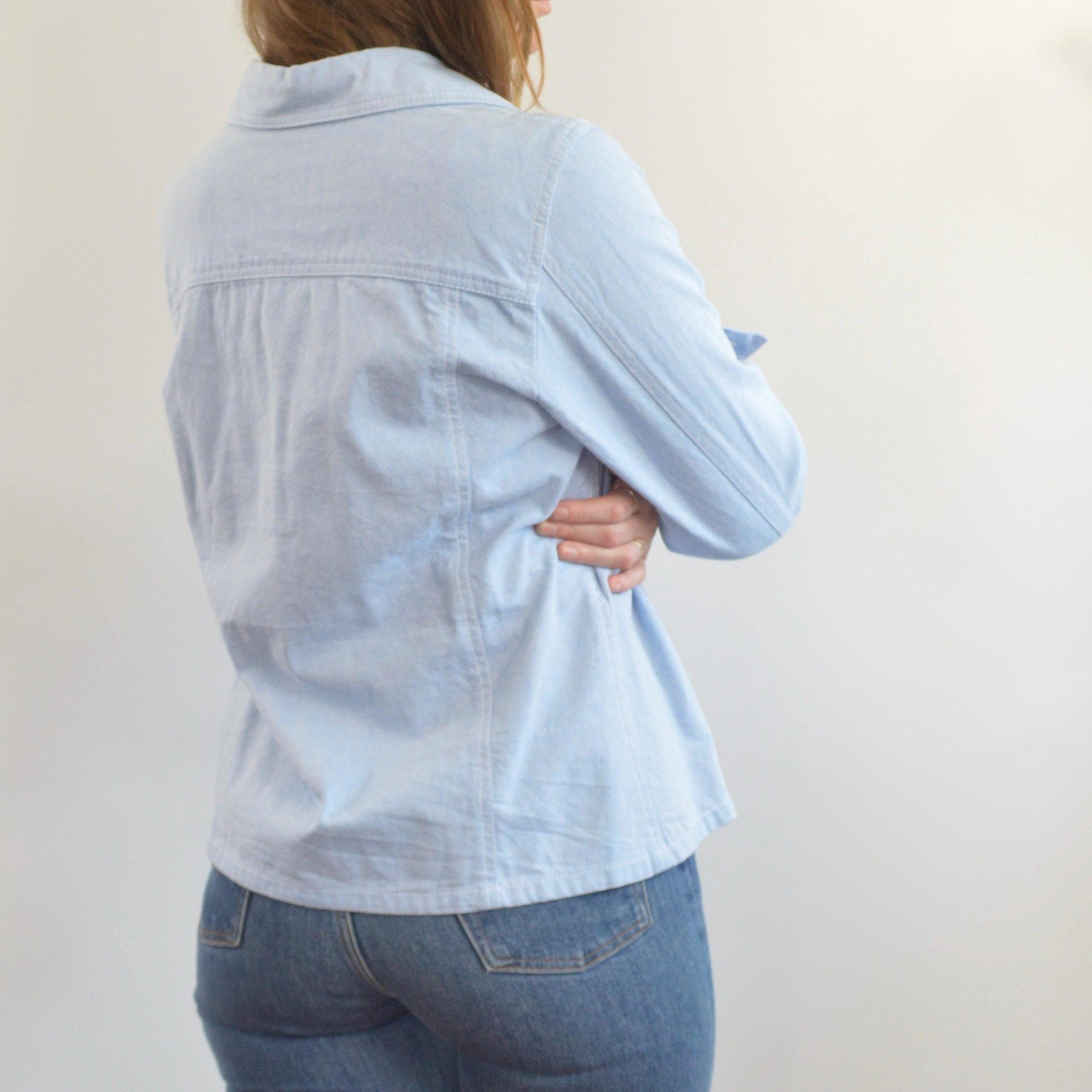 light wash cotton denim vintage western style shirt jac