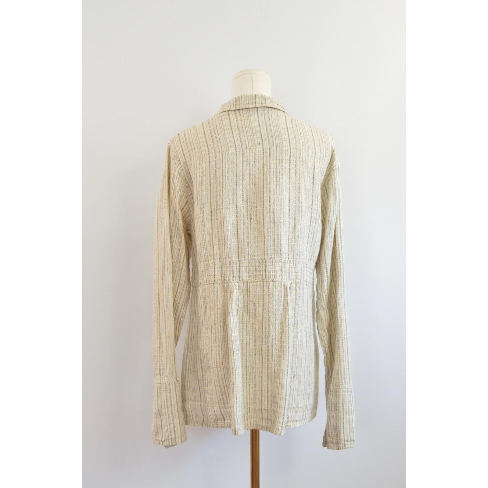 fine strip beige and gray 100% linen FLAX summer jacket