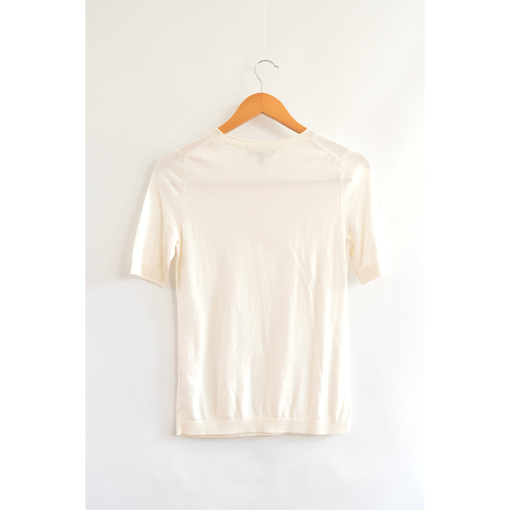 simple cream cotton knit sweater tee