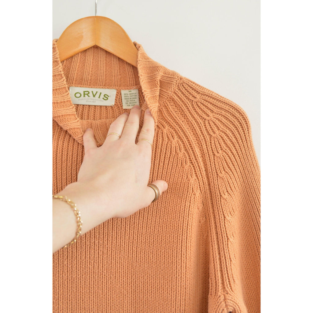 thick cotton peachy vintage orvis turtleneck sweater