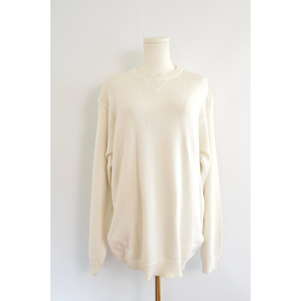 classic off white crew neck vintage eddie bauer cotton sweater
