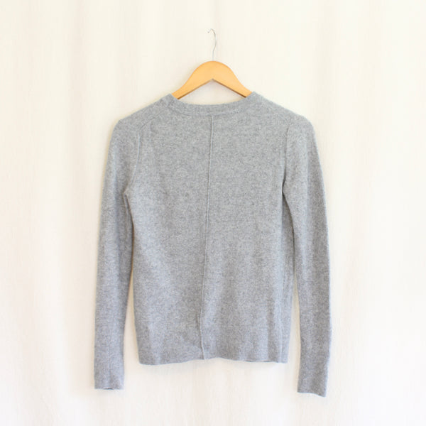 soft heather gray merino wool crew neck sweater