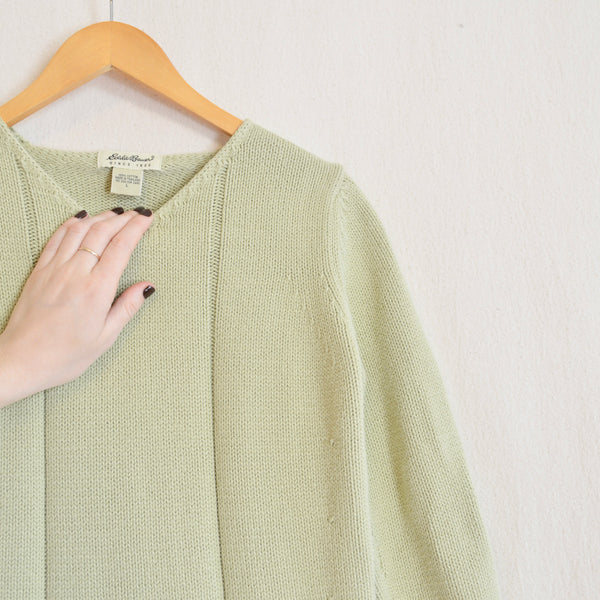 fresh spring green chunky vintage cotton cropped sweater