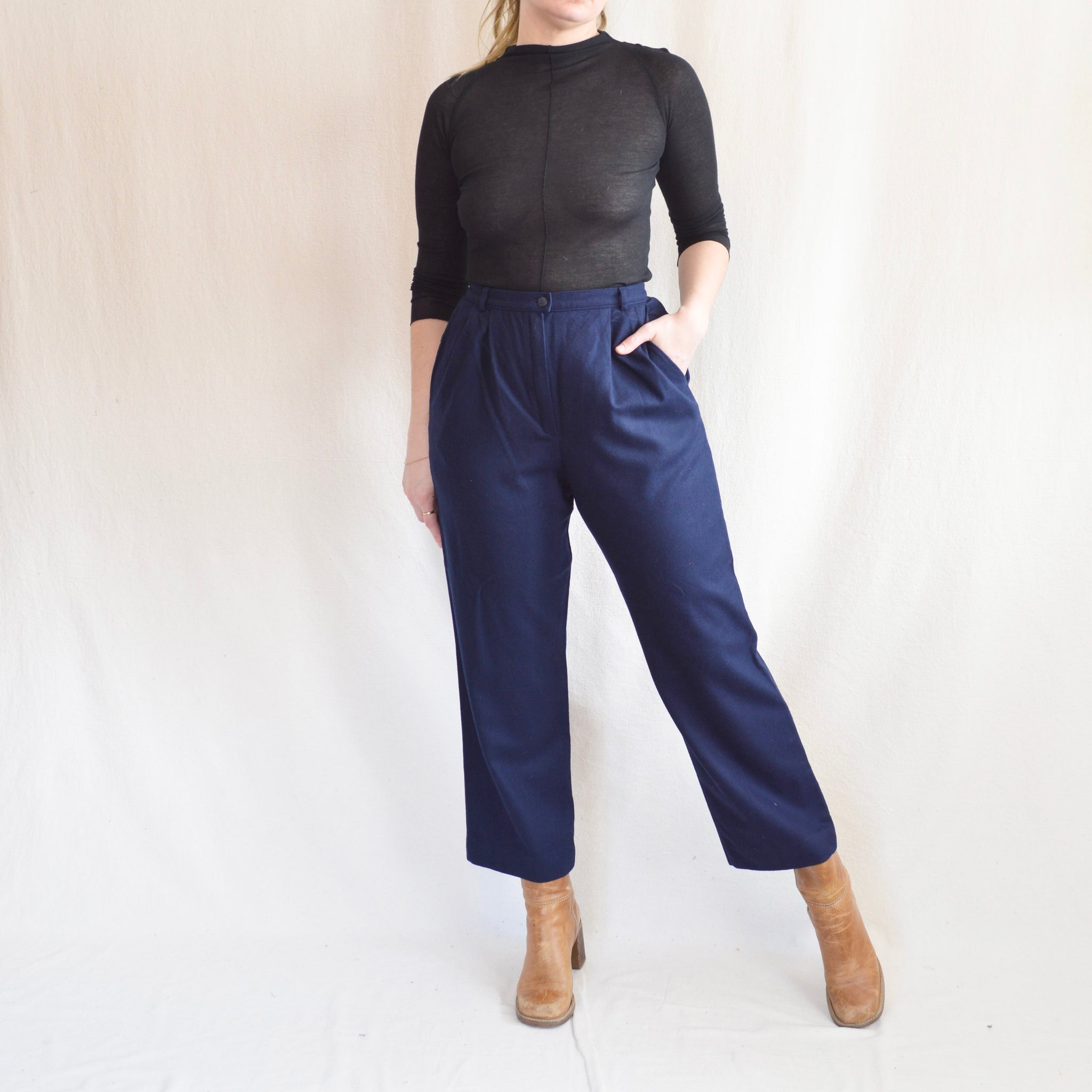 29 - 31” pure wool navy blue vintage pendleton high waisted pants – shop  state and plain