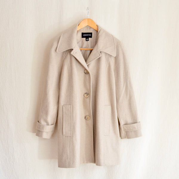 vintage london fog heather beige/gray mid length wool coat