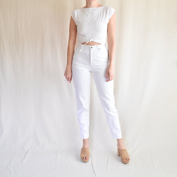 27" white high waisted tapered liz claiborne denim